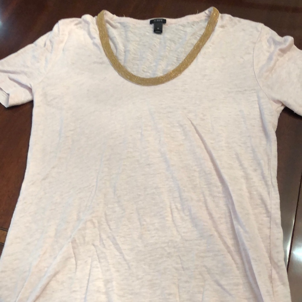 J Crew Light Pink/cream Embellished Tee